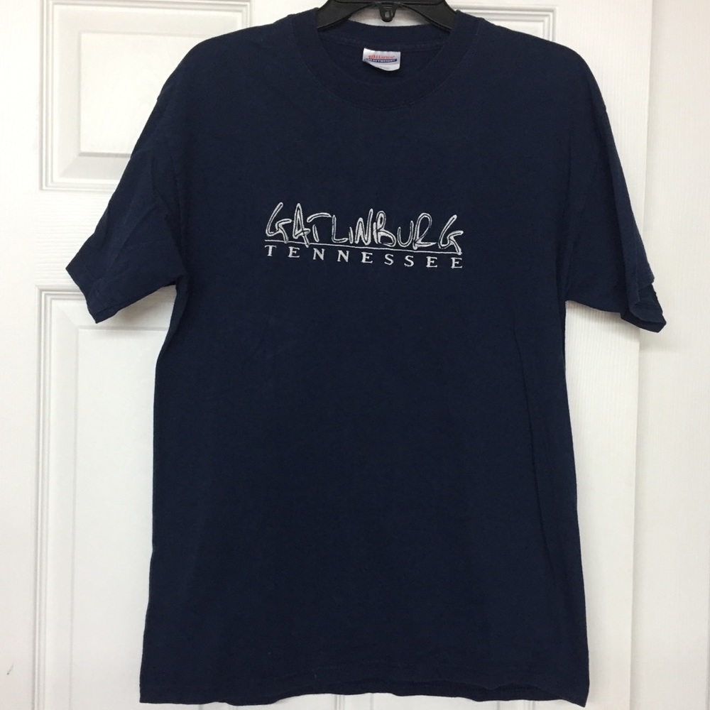 Gatlinburg Tennessee Destination Travel Embroidered Navy Blue T-shirt Sz M